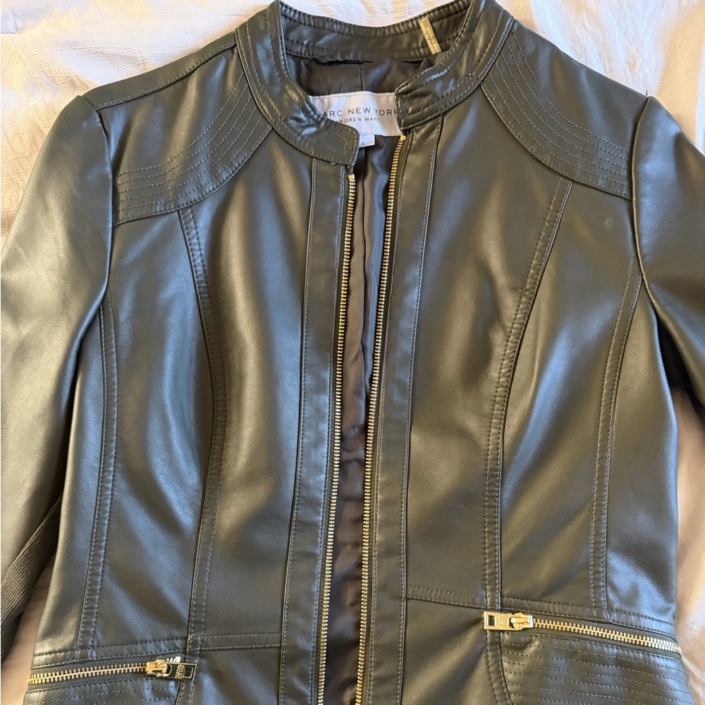 Marc New York Women's Leather Jacket in Dark Green - Small